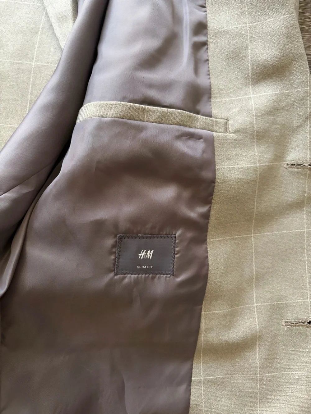 H&M MEN’S TAN SLIM FIT SINGLE-BREASTED JACKET